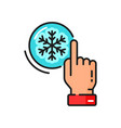 snowflake hand pointing on snow color line icon vector image vector image