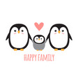 flat penguin and happy family lettering vector image