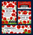 red poppy flower remembrance day memorial banner vector image vector image