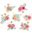 vintage flower set vector image vector image