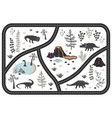 cartoon kids road playmat with dinosaur palm vector image vector image