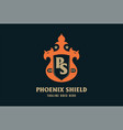 simple strong phoenix shield logo design vector image