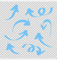 set blue arrow isolated on transparent vector image vector image
