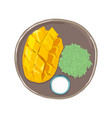mango and sweet sticky rice with panda coconut vector image