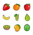 set fresh colorful fruits vector image