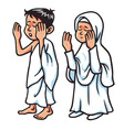 boy and girl hajj praying vector image