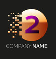 purple number two logo in the golden pixel circle vector image