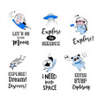 outer space concept - cute animal astronauts vector image
