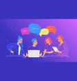 four guys working as a team on new project vector image