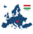 map of europe with highlighted hungary vector image