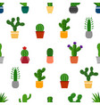 seamless background with cactuses in pots vector image