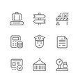 set line icons customs vector image