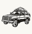 camping car with tourist equipment baggage vector image