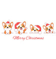 christmas set of borders with kawaii welsh corgi vector image