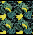 seamless pattern with bananas and tropical leaves vector image vector image
