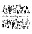 doodles drawing set isolated objects black vector image