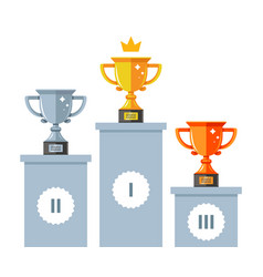 Pedestal with cups first second and third Vector Image