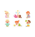 baby boys and girls sitting on floor vector image