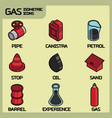 gas color outline isometric icons vector image vector image
