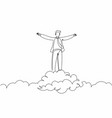 continuous one line drawing happy businessman vector image