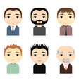 man avatars set with smiling faces male cartoon vector image vector image