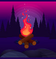 bonfire with sparks in night forest vector image vector image