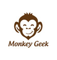 smile monkey geek logo design vector image