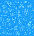 christmas doodling seamless pattern vector image