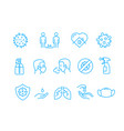 coronavirus protection campaign icons set vector image vector image