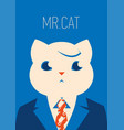 portrait of a cat in suit and tie vector image