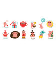12 cute cartoon pigs representing month vector image vector image