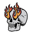 skull with fire from eye sockets vector image vector image