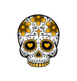 day of the dead skull sugar flower tattoo vector image