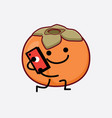 persimmon fruit cute character with simple face vector image