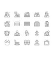 set nursing home line icons pensioners vector image