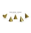 set of golden geometric cones isolated on white vector image