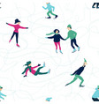 winter seamless pattern with skating people vector image