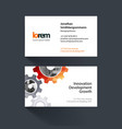 business card template with blue gear vector image