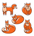 set cute red doodle foxes in various poses vector image vector image