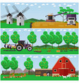 set of farm wheat field countryside vector image