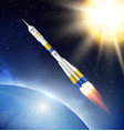 rocket in space flying jet in cosmos vector image