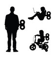 children and man silhouette on winding vector image vector image
