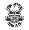 worker skull head monochrome vector image vector image