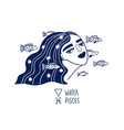 pisces zodiac sign with beautiful girl vector image