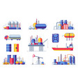 oil extraction and production icons fuel gas vector image