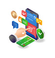 shopping payment transactions with smartphone vector image vector image