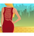 young woman in red dress from back vector image