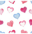 watercolor painted hearts seamless pattern color vector image vector image