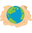 earth in hands vector image