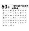 transportation line icons set vector image